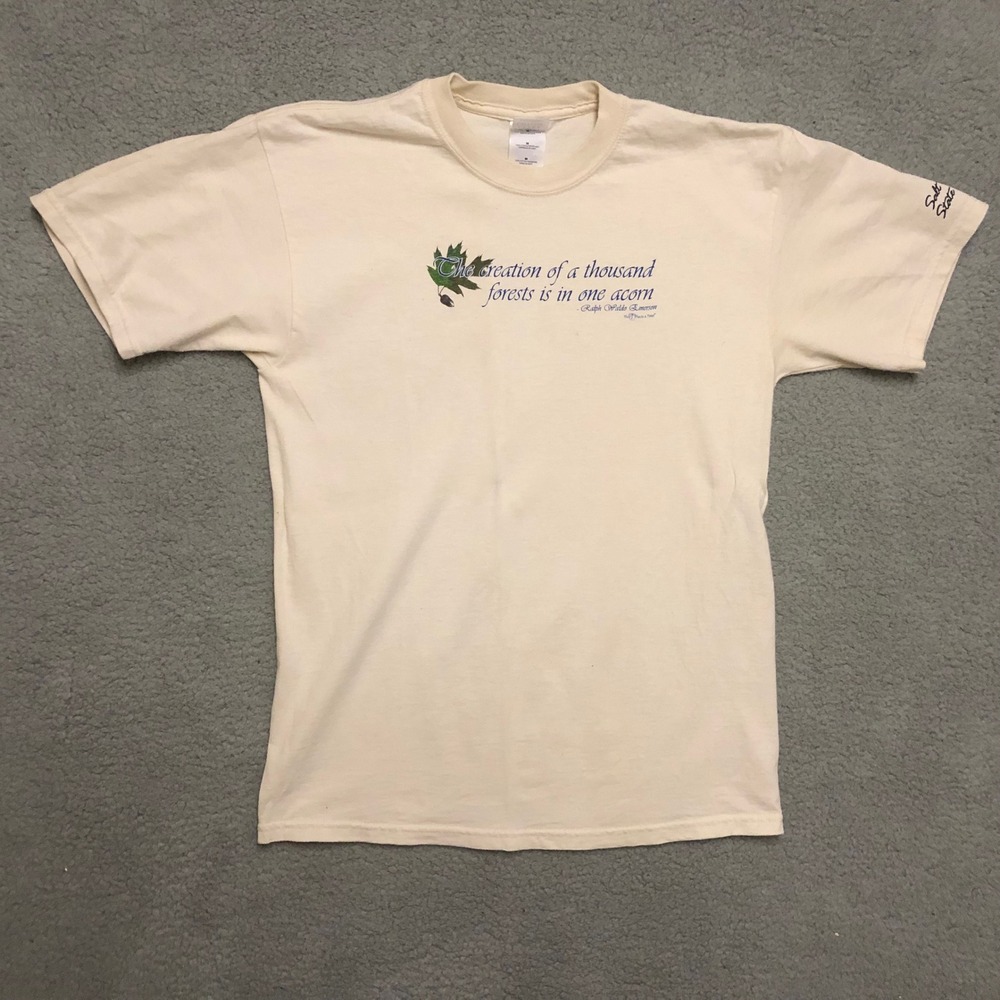 Gildan Salt Fork State Park Ralph Waldo Emerson Quote T-Shirt Cream Mens Medium